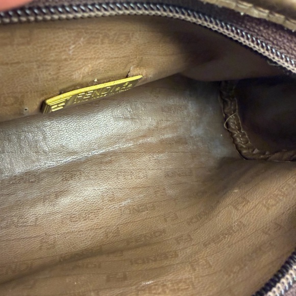 Fendi FF Logo Cosmetic Pouch in Brown and Tan - Picture 10 of 11